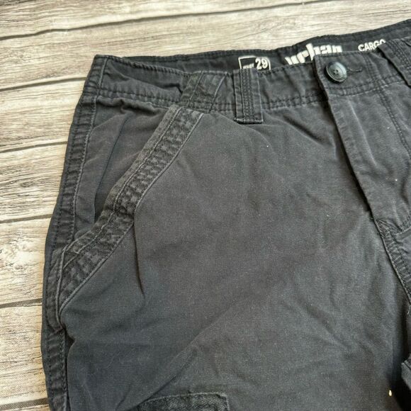 Urban Pipeline Men's Faded Black Cargo Shorts Button Pockets 29 Knee Length Zip - Picture 3 of 10